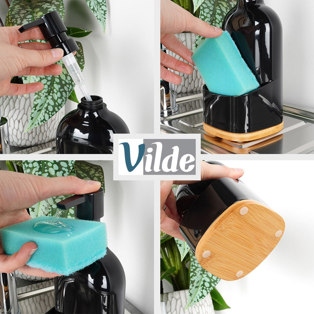 Dish Soap Dispenser with Sponge Holder, Black, 500 ml