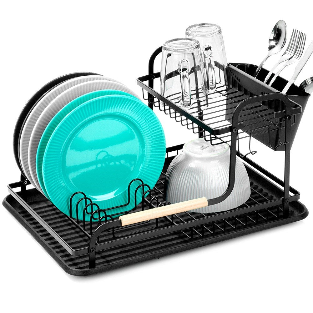 Dish drainer black 2-level 48.5x32x23.5 cm