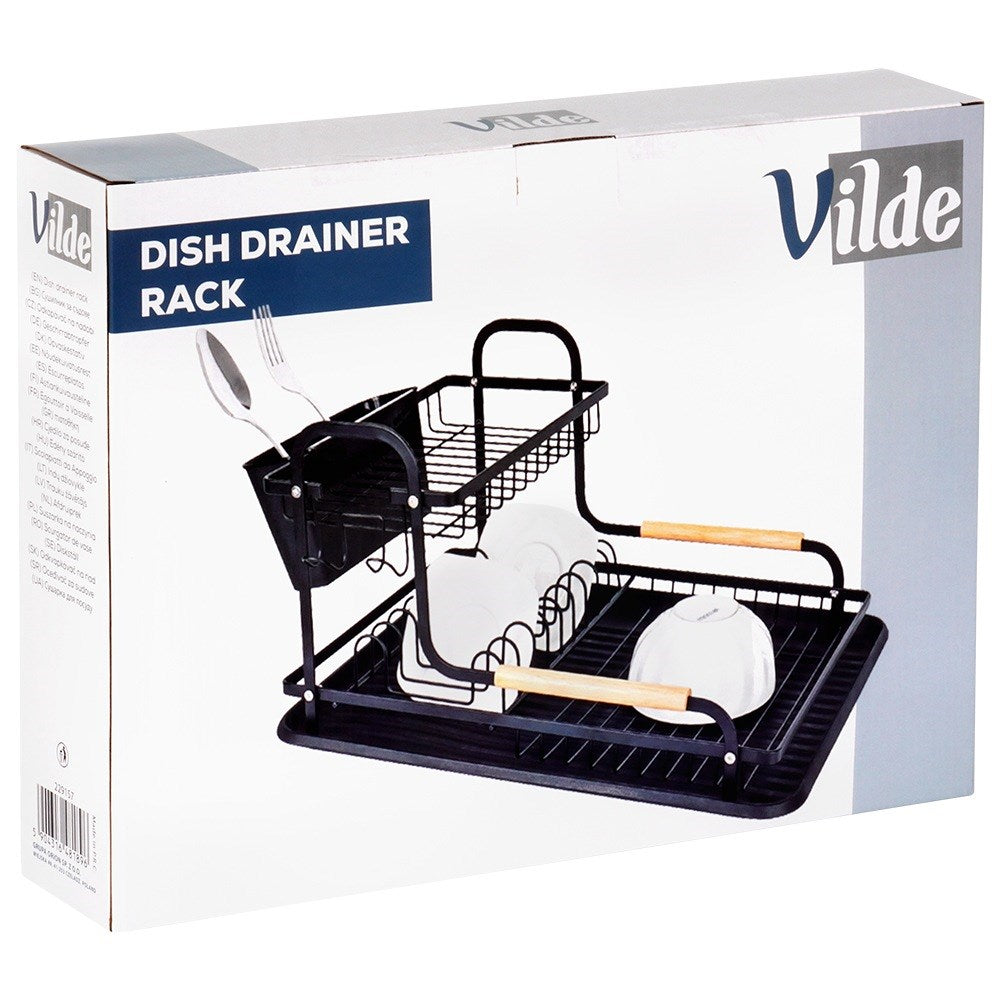 Dish drainer black 2-level 48.5x32x23.5 cm