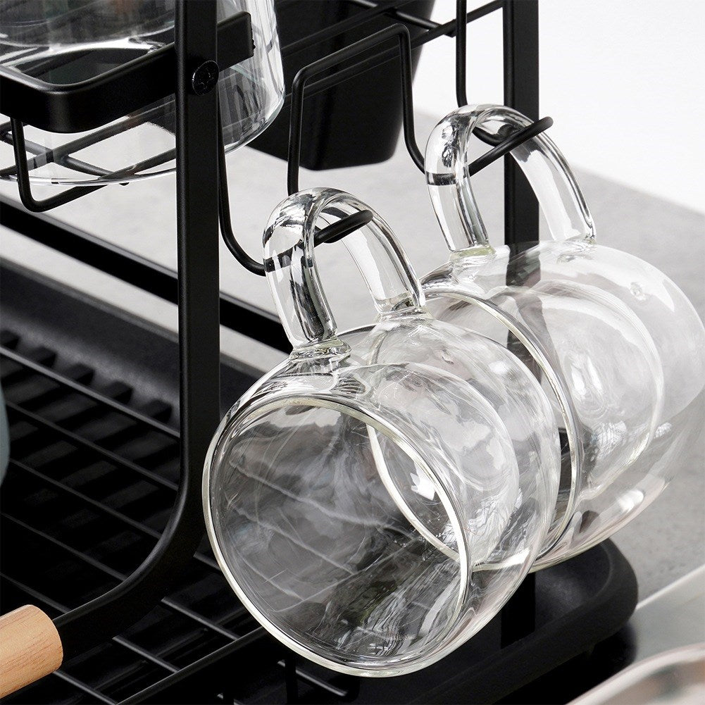 Dish drainer black 2-level 48.5x32x23.5 cm