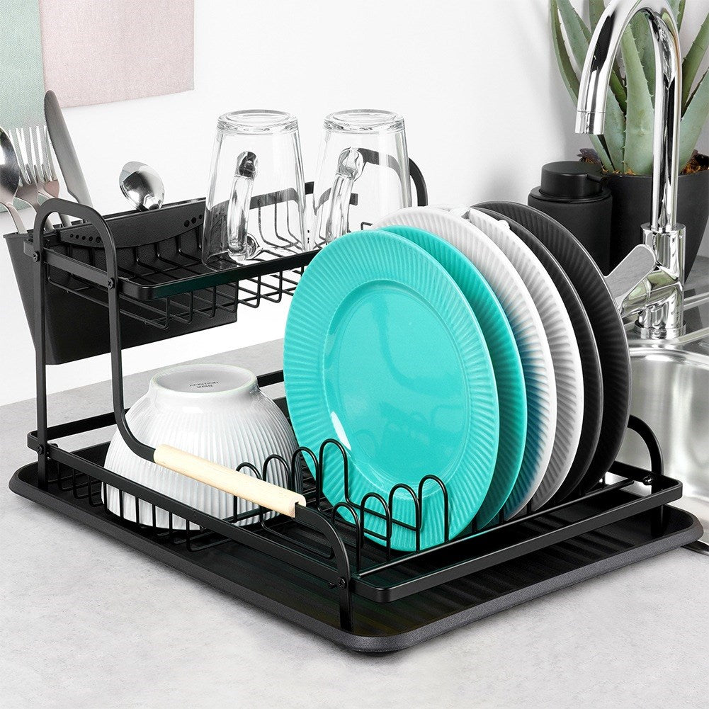 Dish drainer black 2-level 48.5x32x23.5 cm