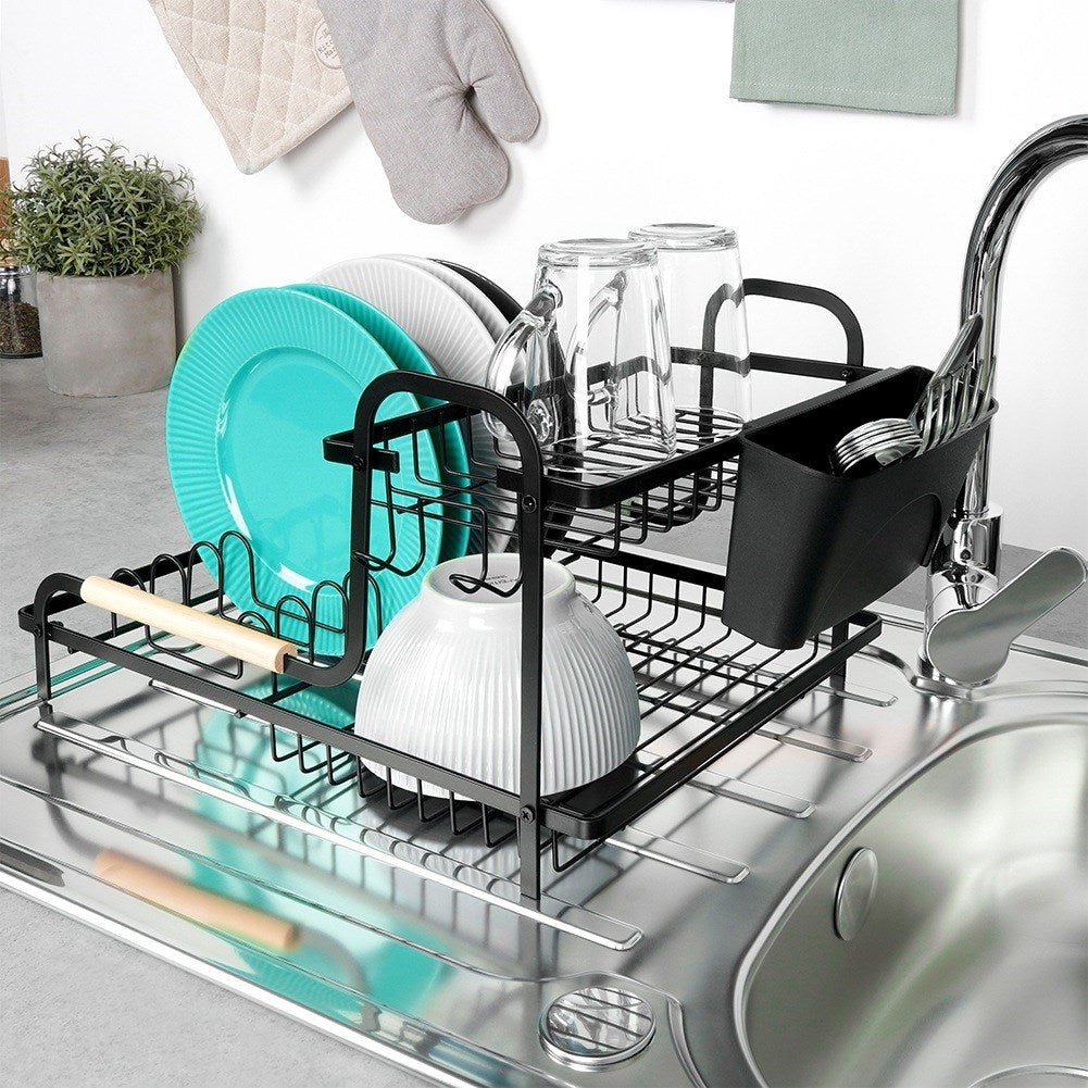 Dish drainer black 2-level 48.5x32x23.5 cm
