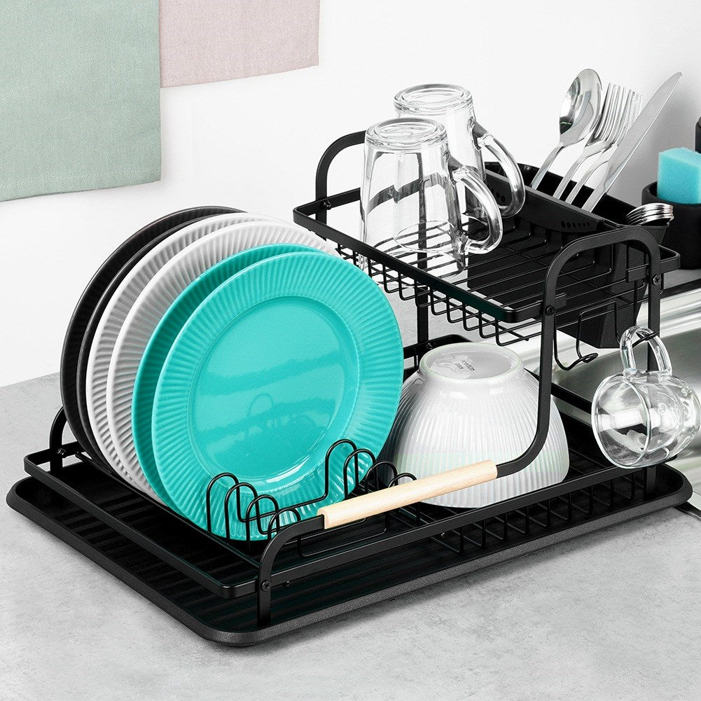 Dish drainer black 2-level 48.5x32x23.5 cm