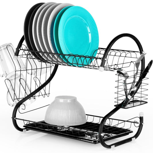 Dish drainer black 2-level 52x24.5x38 cm