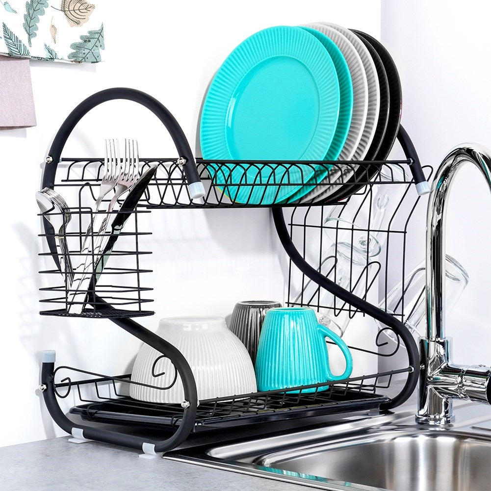 Dish drainer black 2-level 52x24.5x38 cm