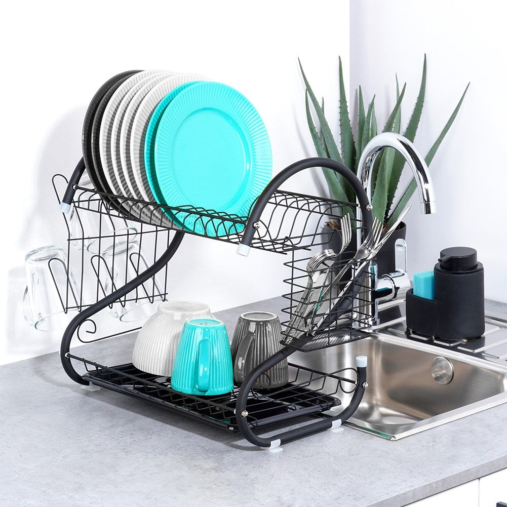 Dish drainer black 2-level 52x24.5x38 cm