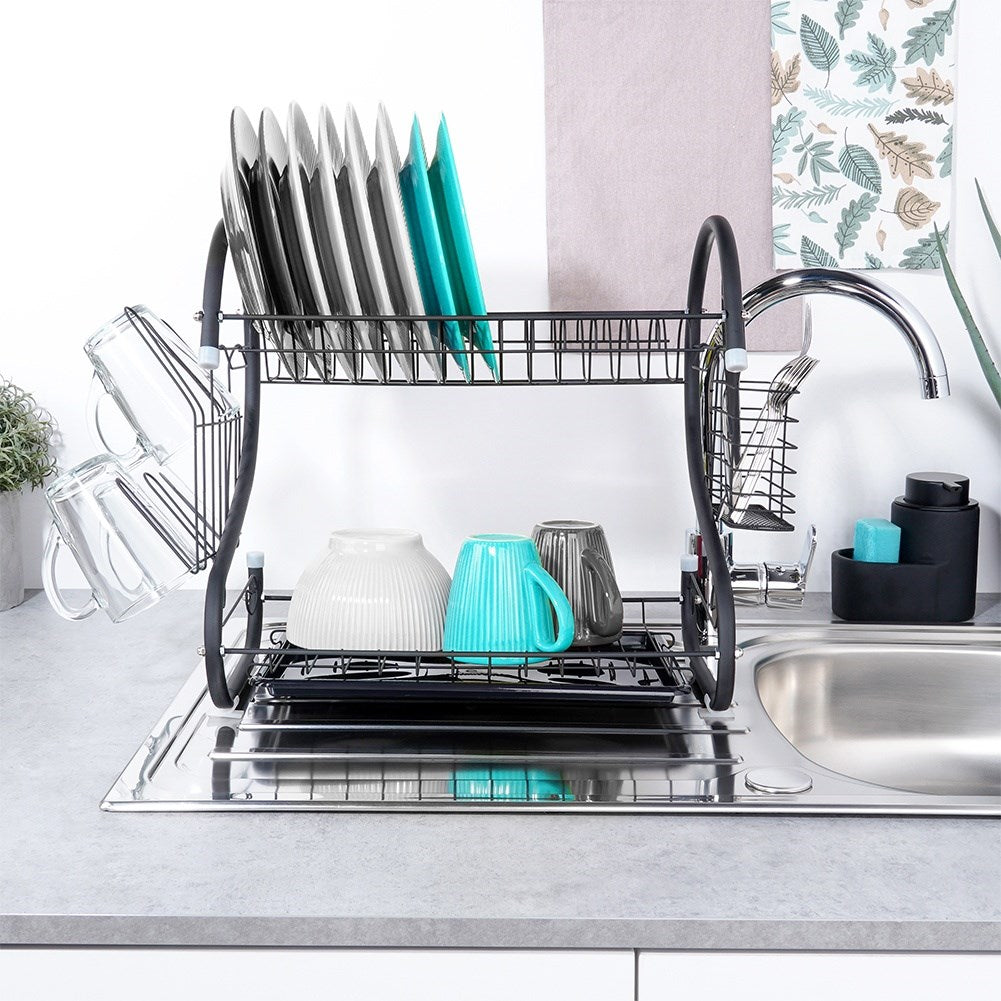 Dish drainer black 2-level 52x24.5x38 cm