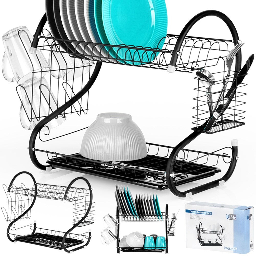 Dish drainer black 2-level 52x24.5x38 cm