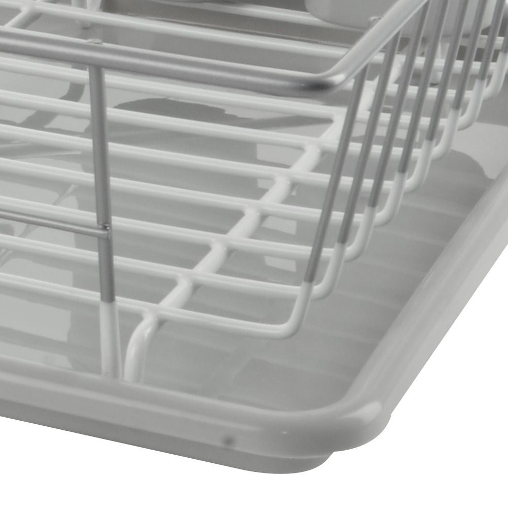 Dish rack with space for plates and cutlery
