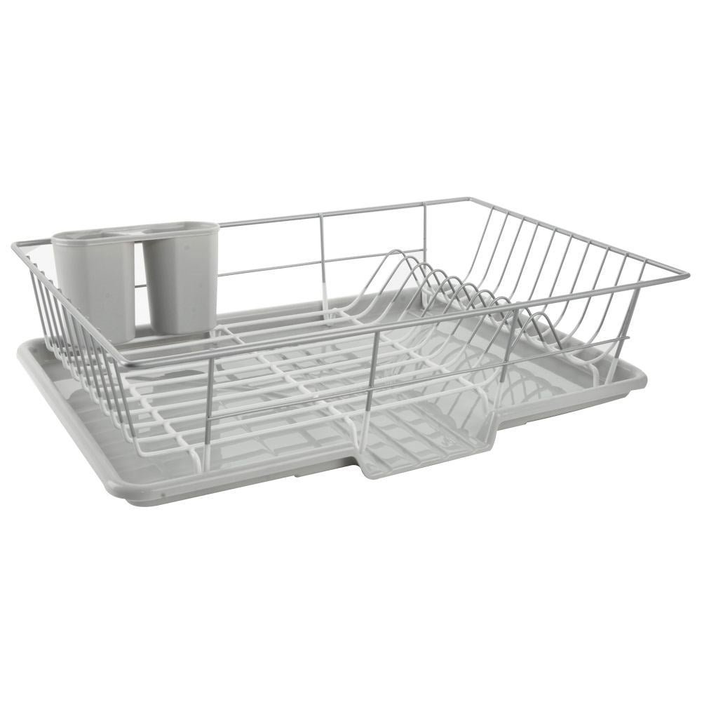 Dish rack with space for plates and cutlery