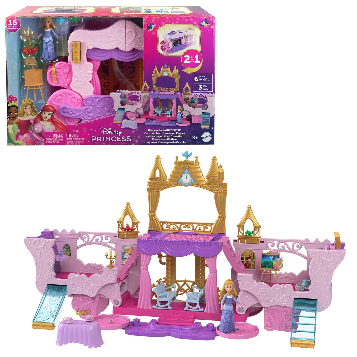 Disney Princess Small Dolls Carriage To Castle