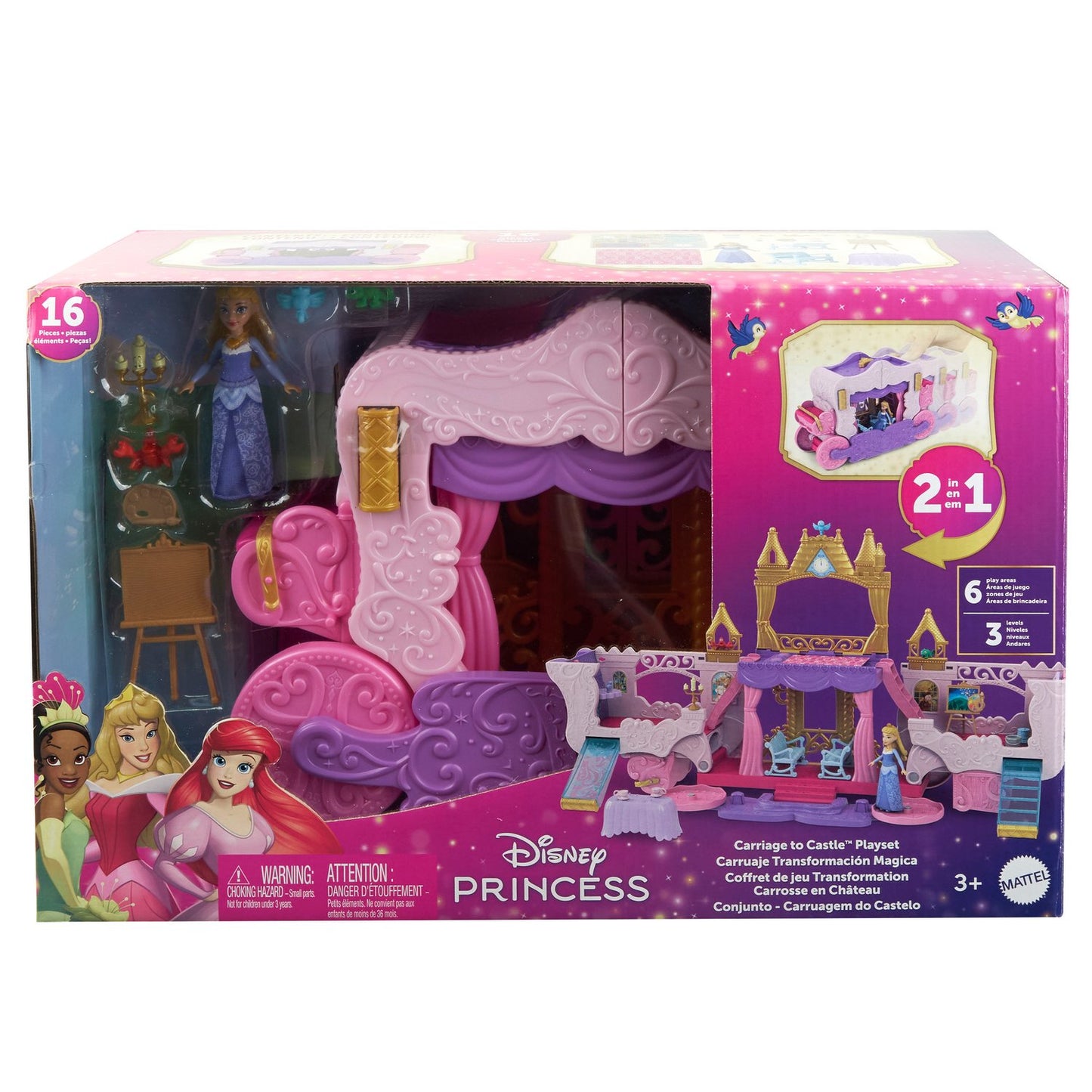 Disney Princess Small Dolls Carriage To Castle