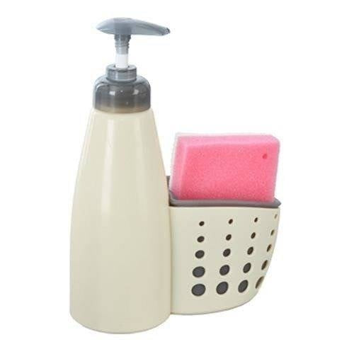 Dispenser for Dishwashing Liquid and Soap with Sponge Pocket for Kitchen & Bathroom