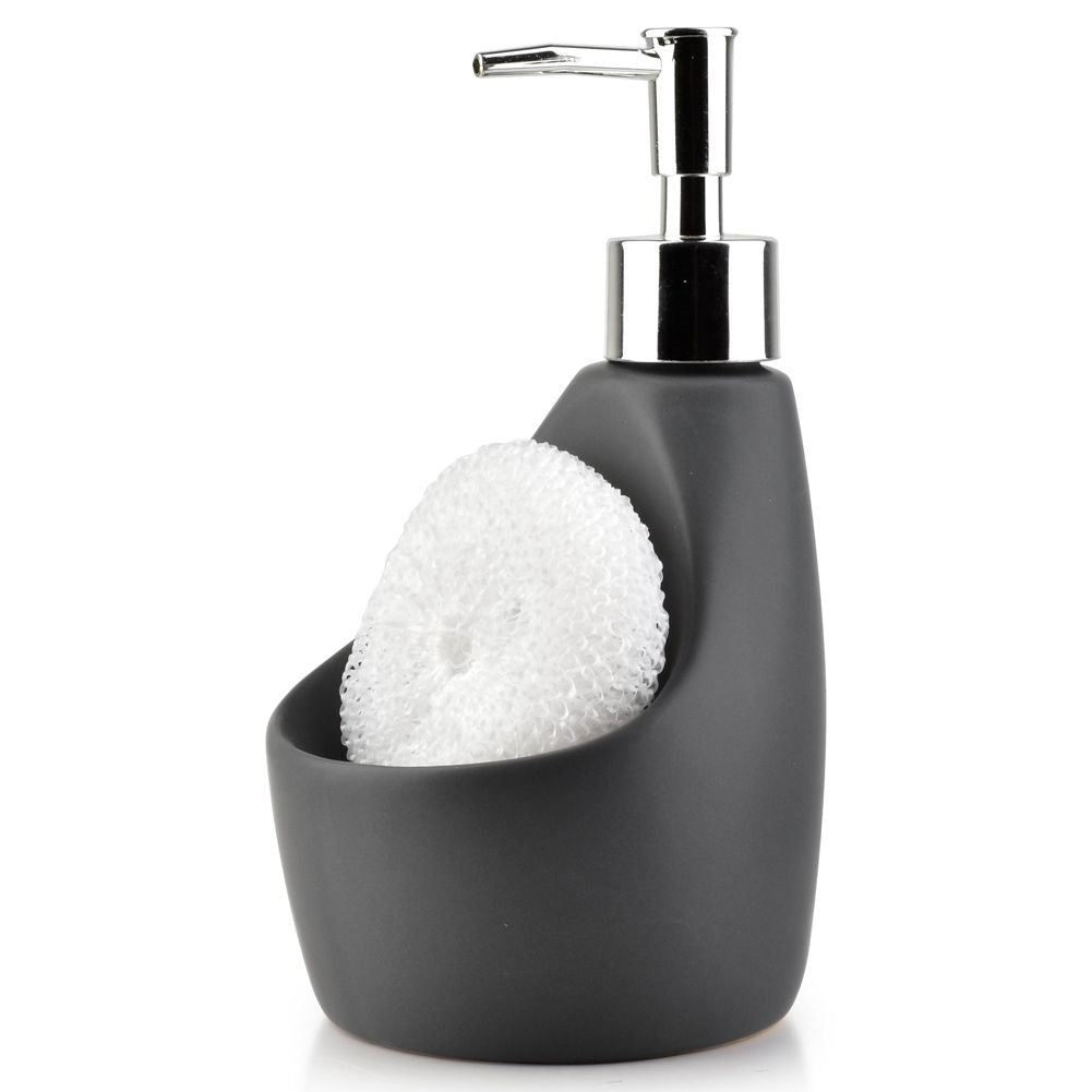 Dispenser for washing-up liquid and soap with sponge pocket
