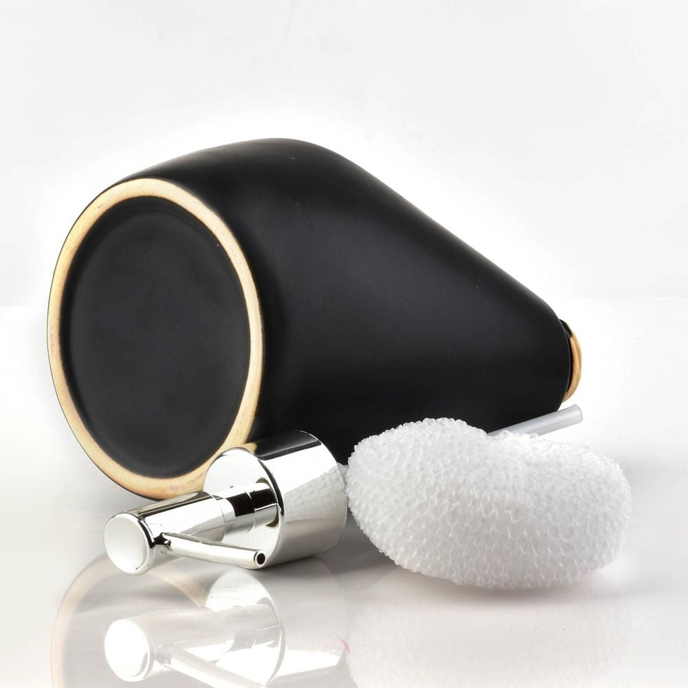 Dispenser for washing-up liquid and soap with sponge pocket