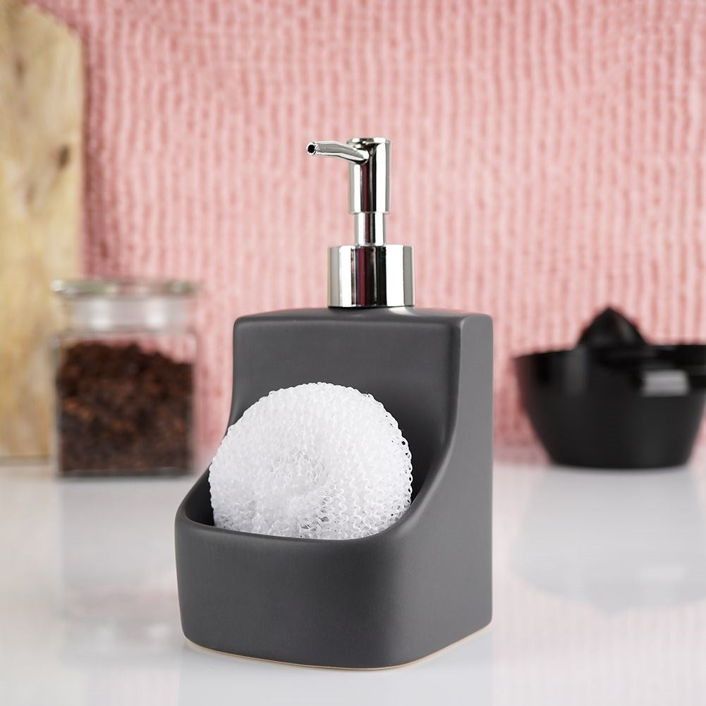 Dispenser for washing-up liquid/soap with sponge pocket - Sponge included