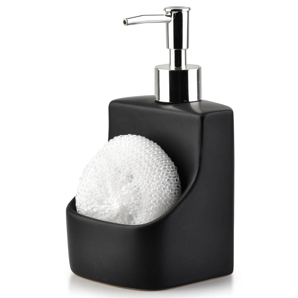 Dispenser for washing-up liquid with sponge pocket and sponge