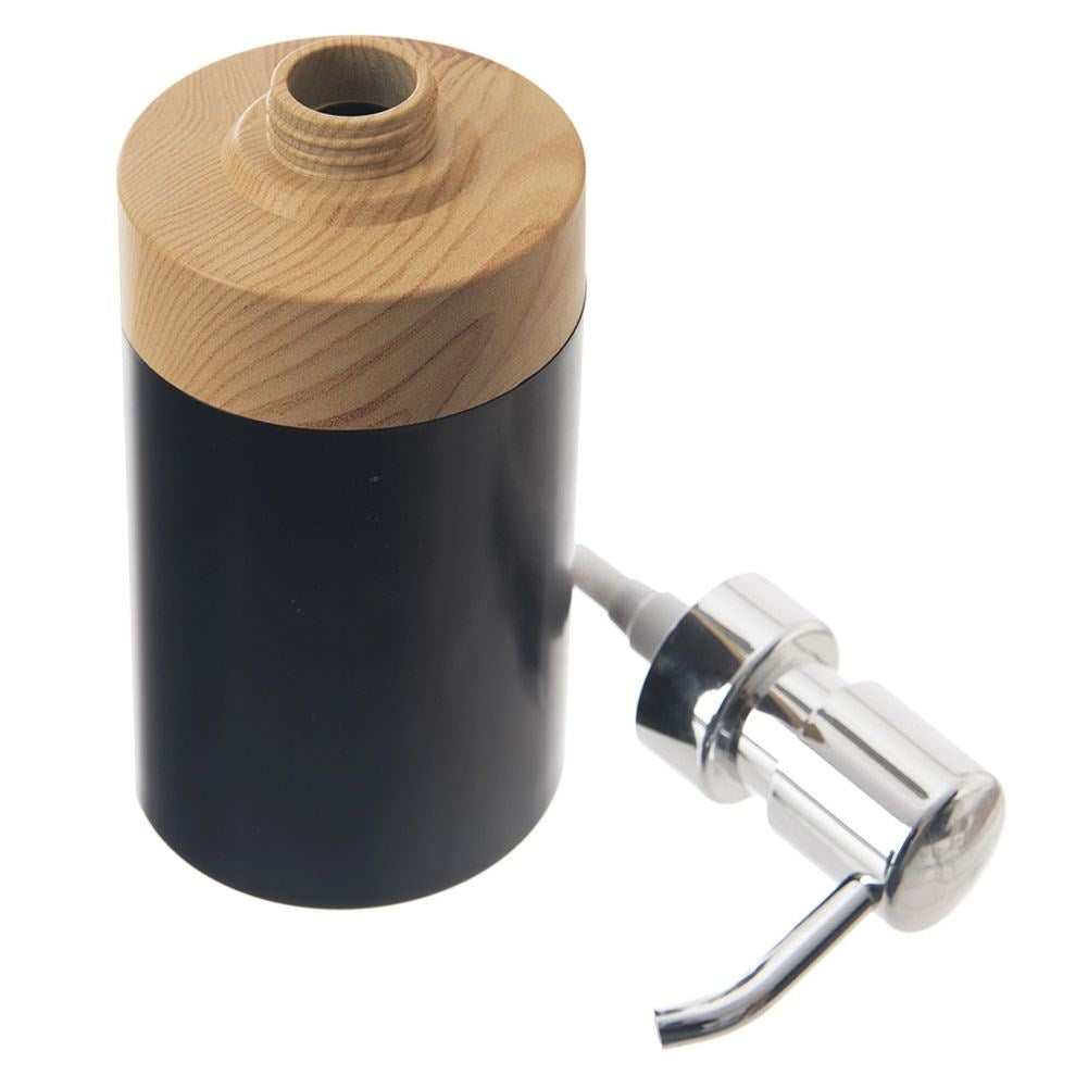 Dispenser in black plastic with wooden lid for kitchen and bathroom
