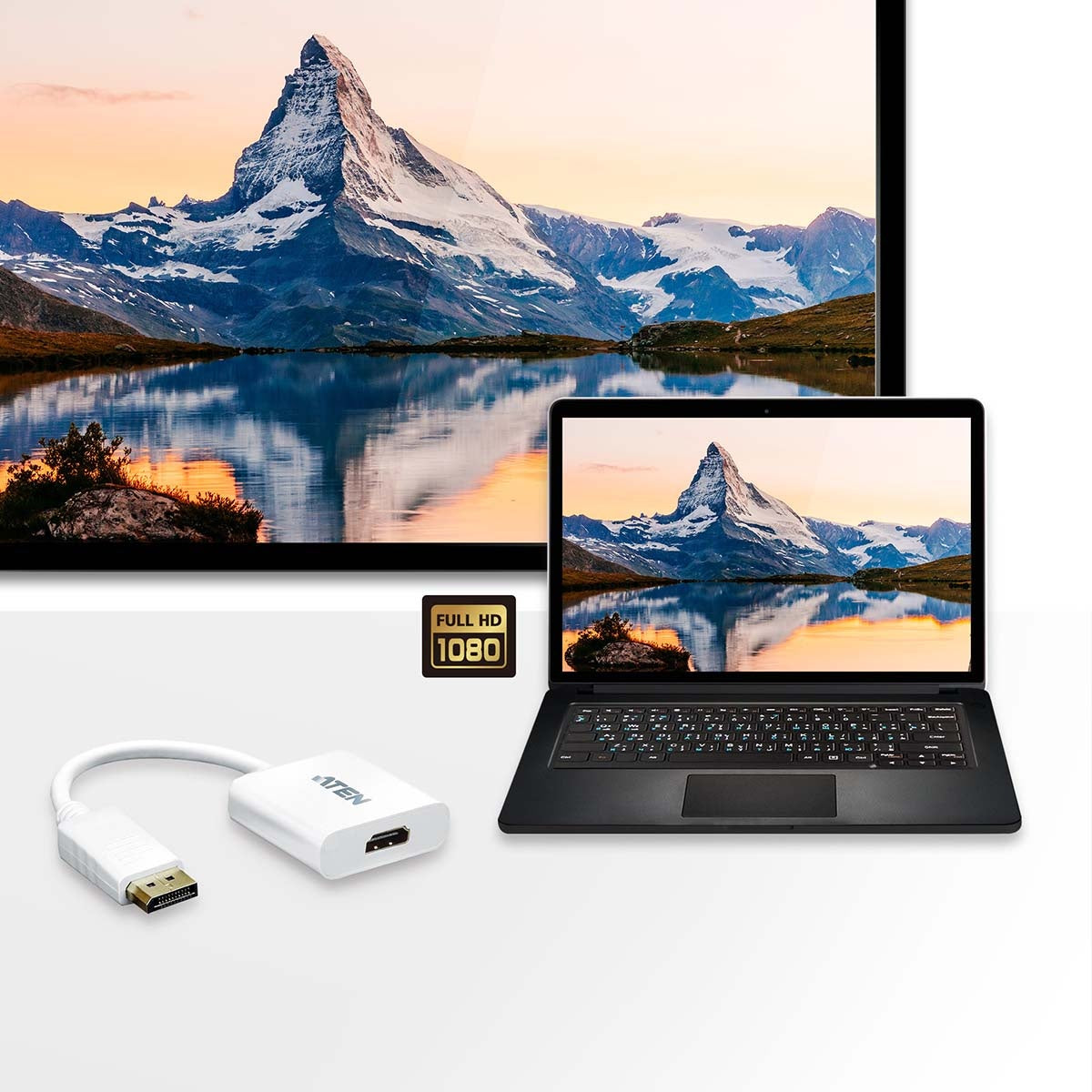 Display cable DisplayPort male - HDMI Female 0.15 m White