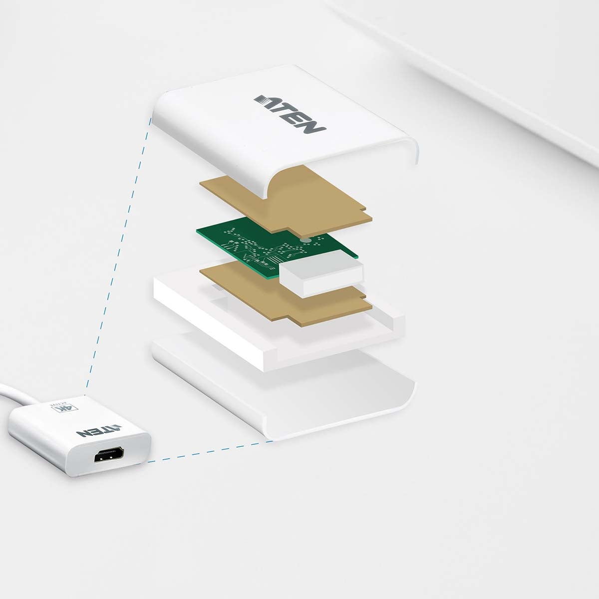 Display cable DisplayPort male - HDMI Female 0.15 m White