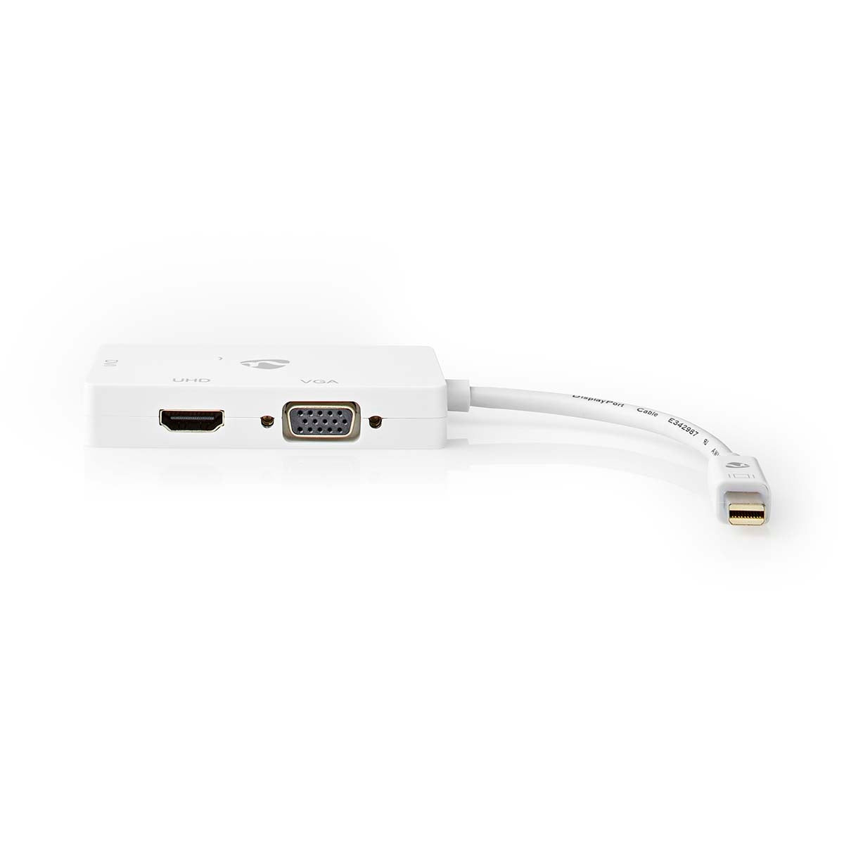 Displayport adapter | Mini DisplayPort Male | DVI-D 24+1-Pin Female / HDMI™ Female / VGA female 15p | 4K@60Hz | Nickel Plated | Switchable | 0.20 m | Round | ABS | ABS | White | Box