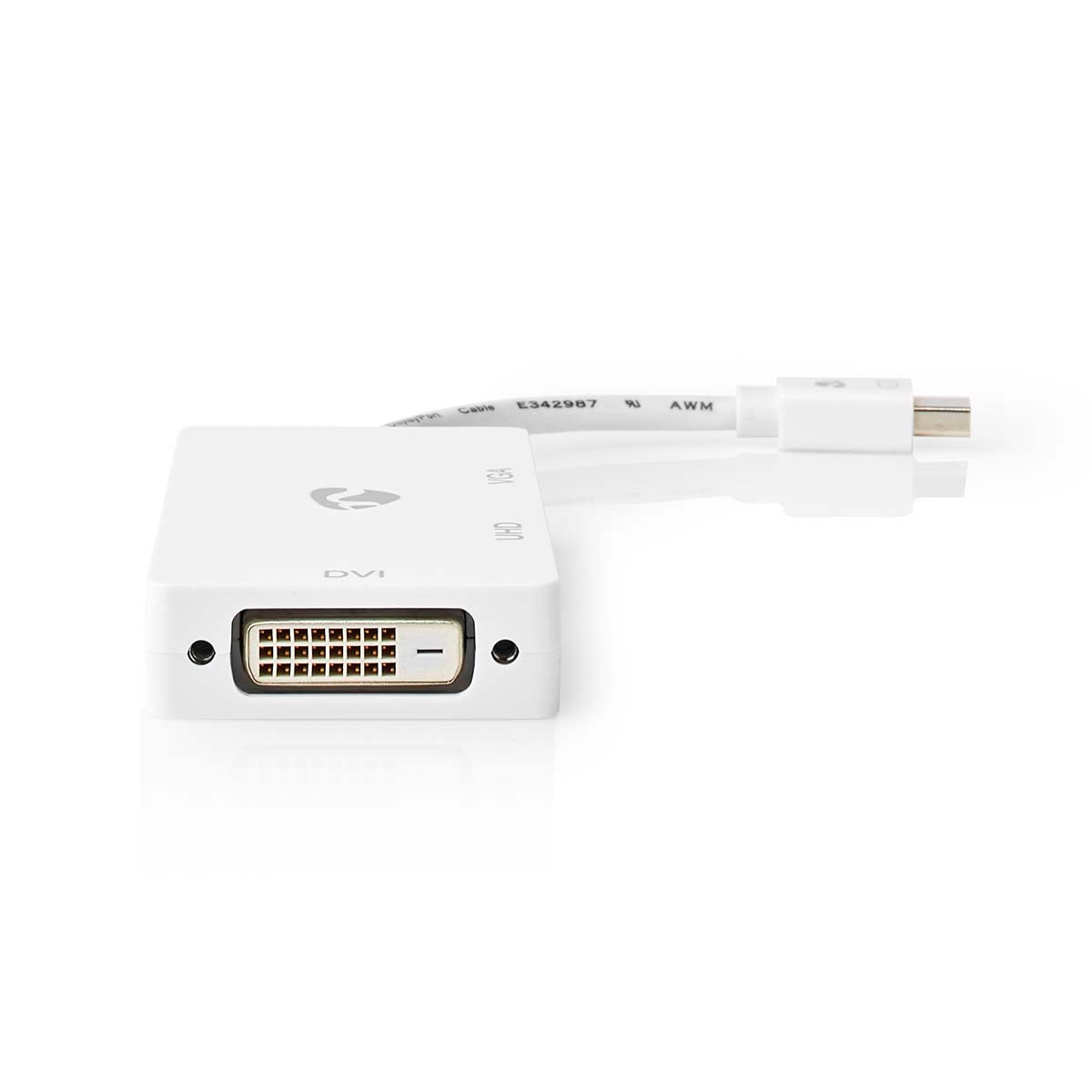 Displayport adapter | Mini DisplayPort Male | DVI-D 24+1-Pin Female / HDMI™ Female / VGA female 15p | 4K@60Hz | Nickel Plated | Switchable | 0.20 m | Round | ABS | ABS | White | Plastic bag