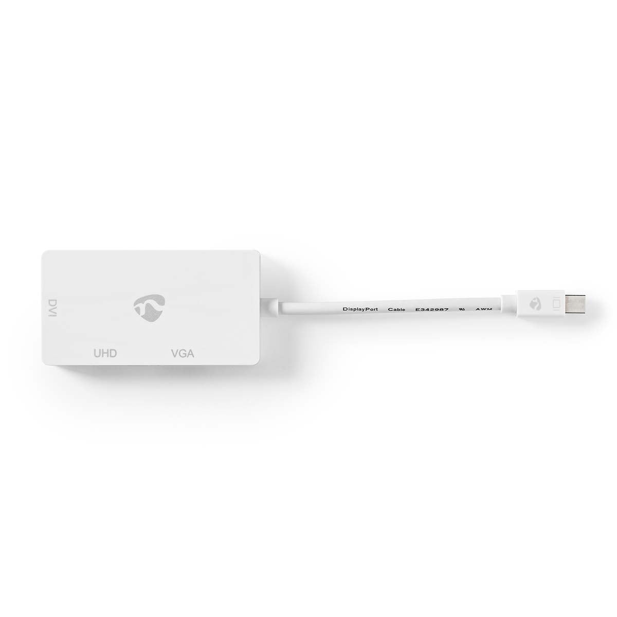 Displayport adapter | Mini DisplayPort Male | DVI-D 24+1-Pin Female / HDMI™ Female / VGA female 15p | 4K@60Hz | Nickel Plated | Switchable | 0.20 m | Round | ABS | ABS | White | Plastic bag