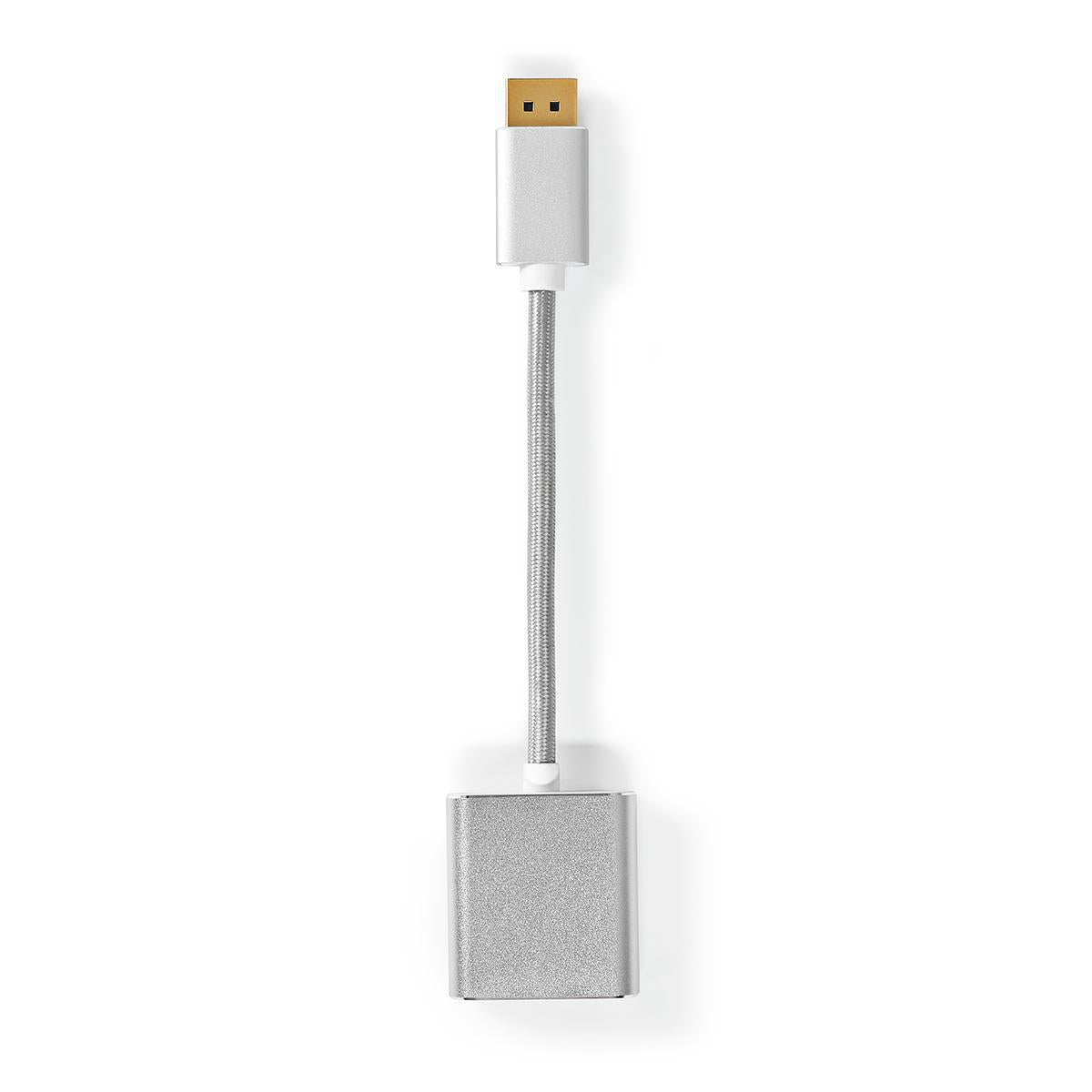Displayport cable | DisplayPort Male | DVI-D 24+1-Pin Female | 1080p | Gold Plated | 0.20 m | Round | Braided | Silver | Carton with covered window