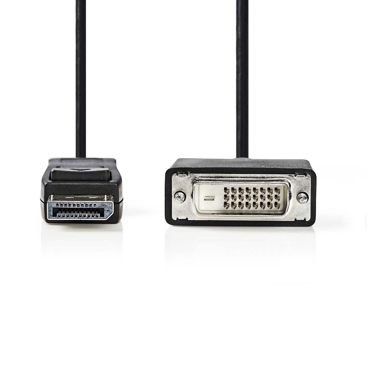 Displayport cable | DisplayPort Male | DVI-D 24+1-Pin Male | 1080p | Nickel Plated | 1.00 m | Round | PVC | Black | Plastic bag