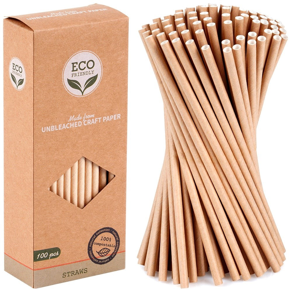 Disposable paper drinking straws 19.5 cm 100 pcs.