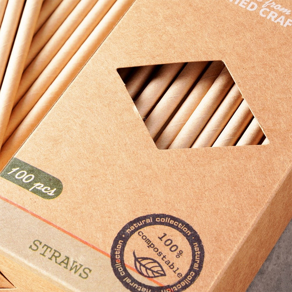 Disposable paper drinking straws 19.5 cm 100 pcs.