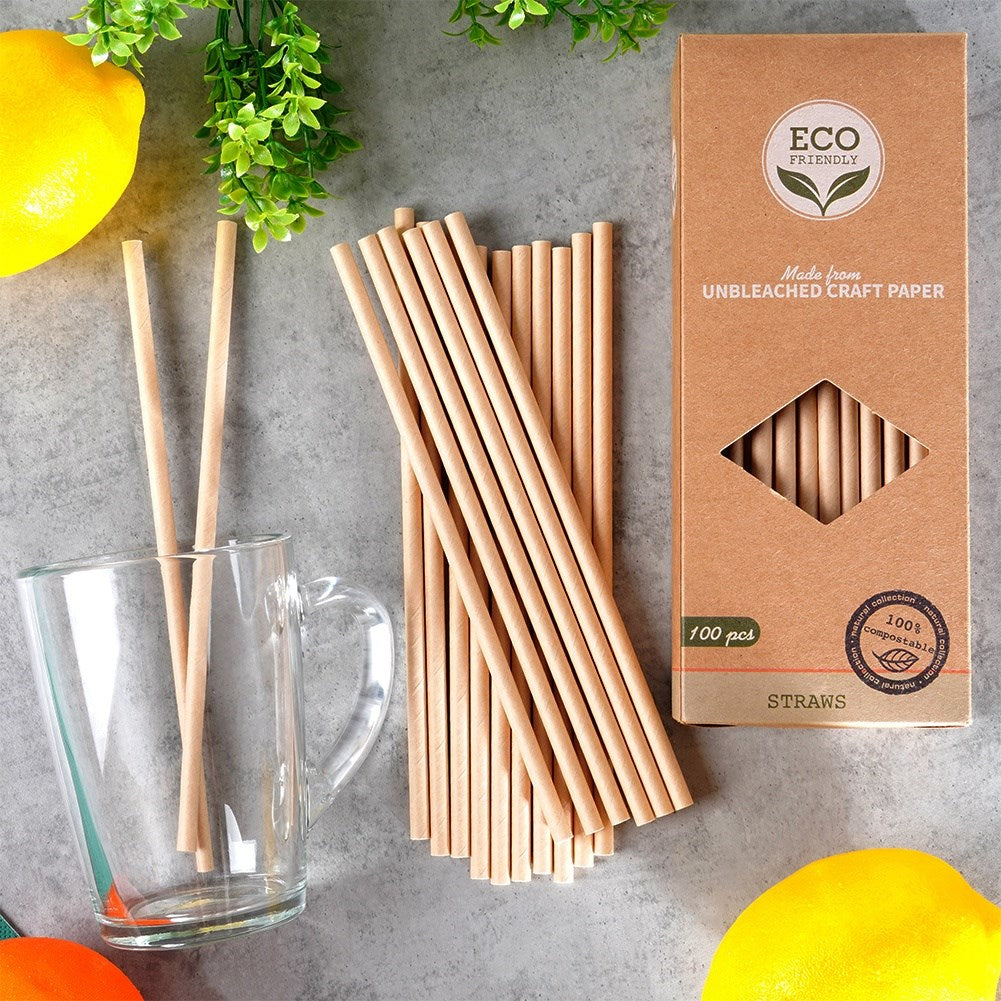 Disposable paper drinking straws 19.5 cm 100 pcs.