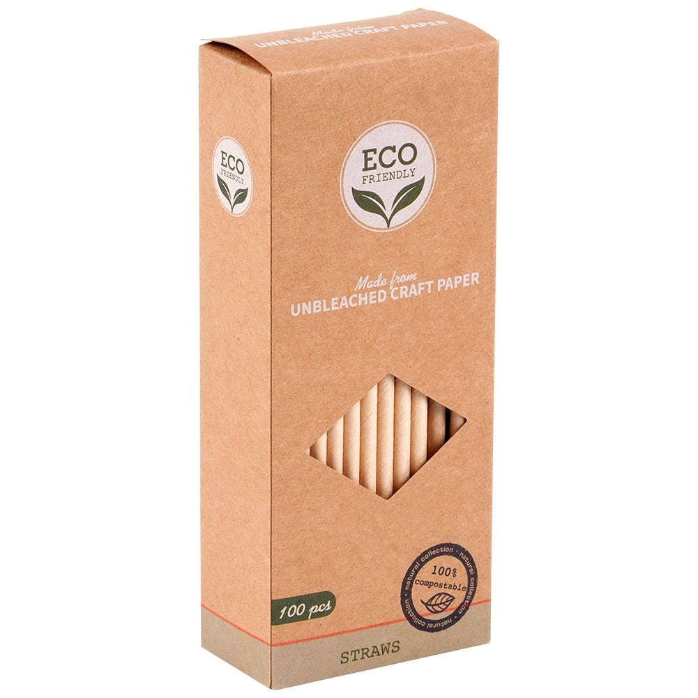 Disposable paper drinking straws 19.5 cm 100 pcs.