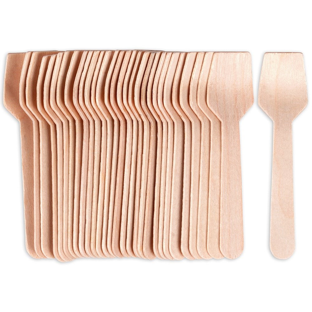Disposable wooden ice cream spoons 9.5 cm 30 pcs.