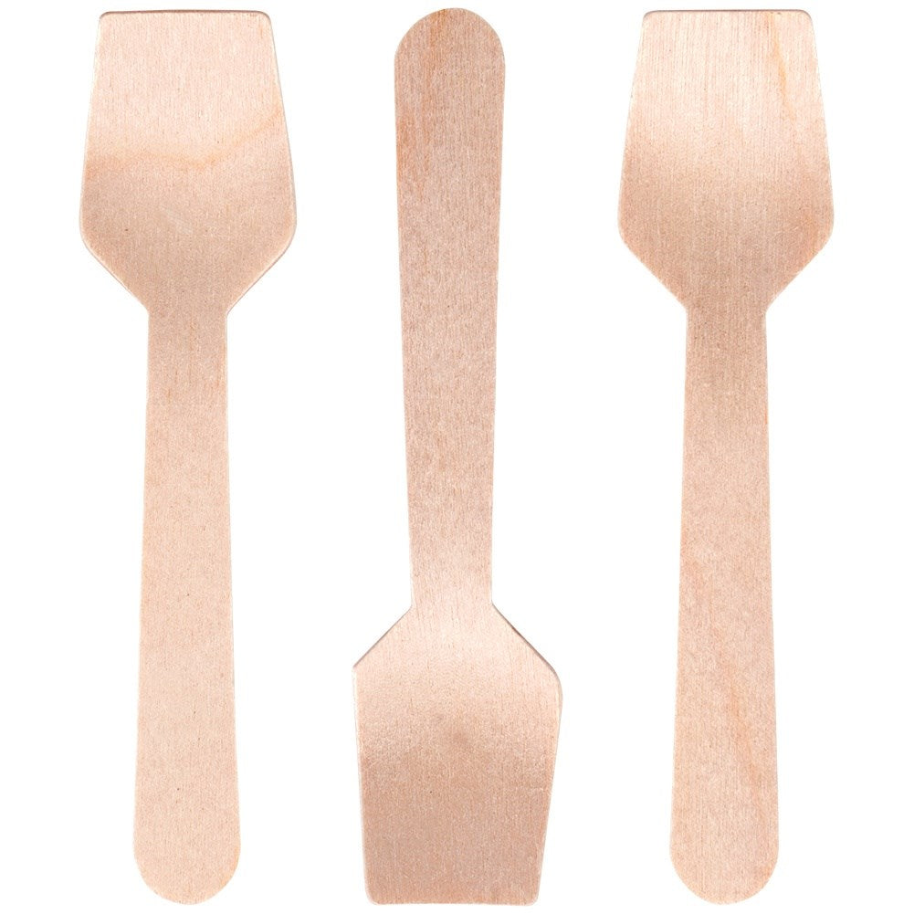 Disposable wooden ice cream spoons 9.5 cm 30 pcs.