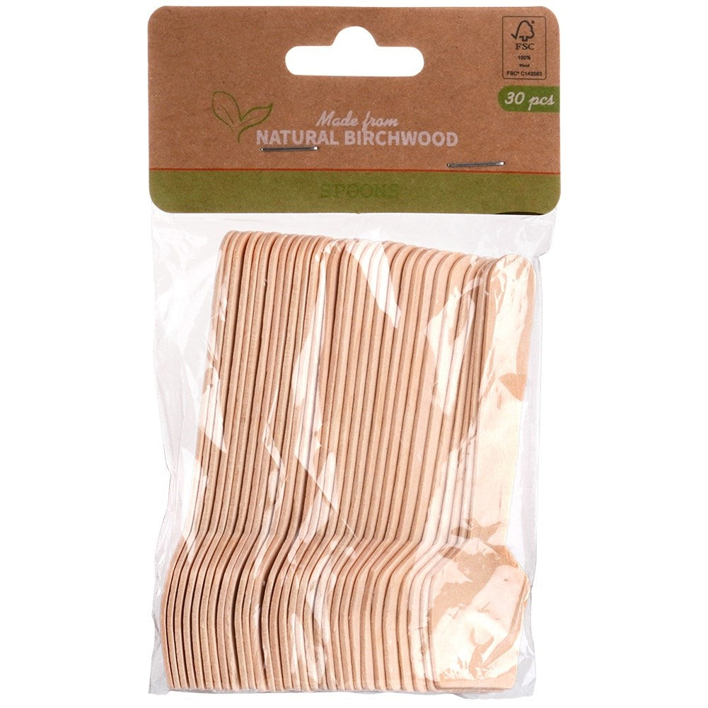 Disposable wooden ice cream spoons 9.5 cm 30 pcs.