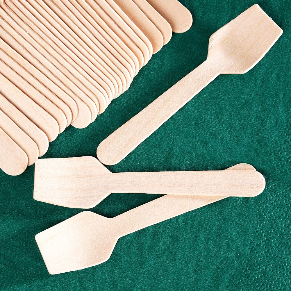 Disposable wooden ice cream spoons 9.5 cm 30 pcs.