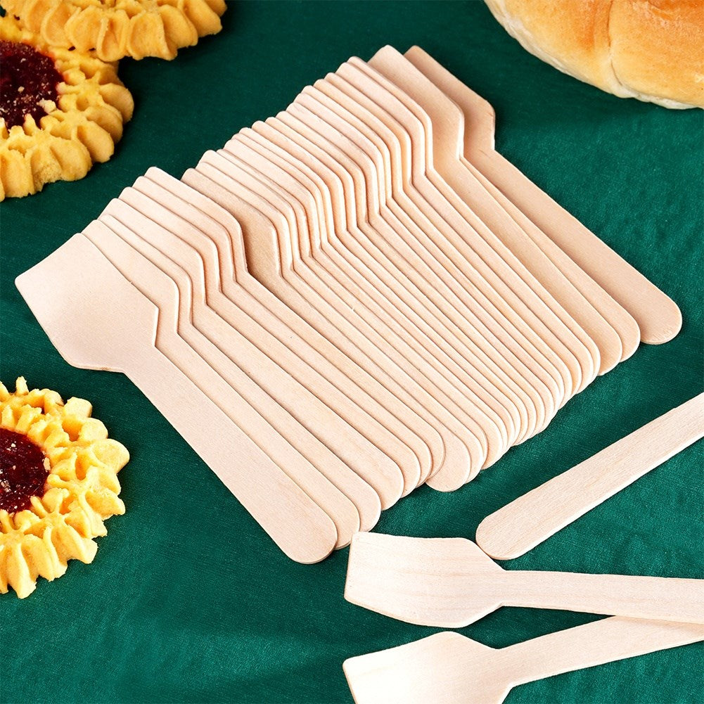 Disposable wooden ice cream spoons 9.5 cm 30 pcs.