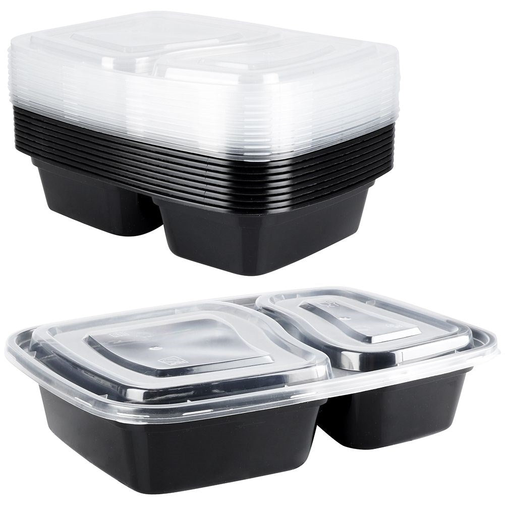 Divided lunch box: two sections, microwave safe
