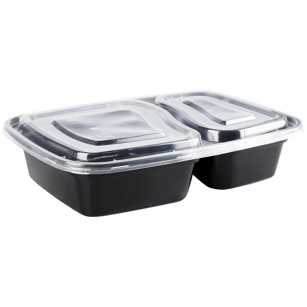 Divided lunch box: two sections, microwave safe