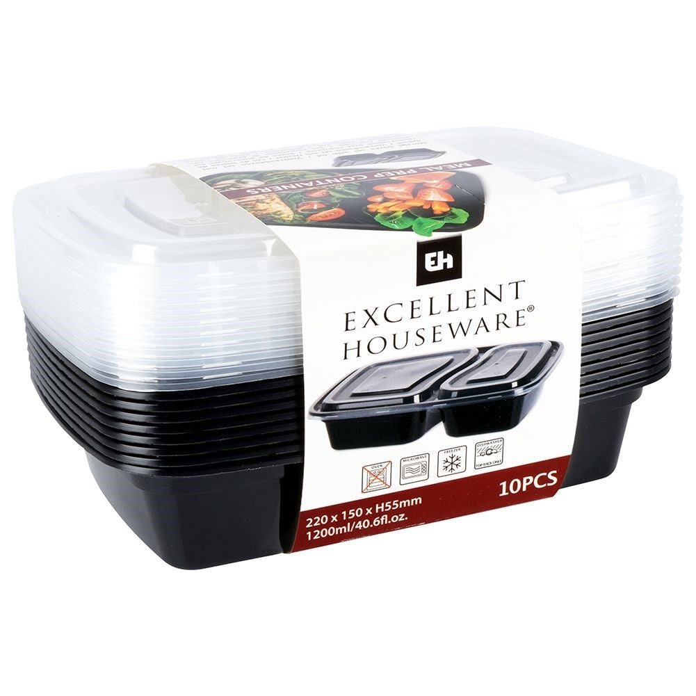 Divided lunch box: two sections, microwave safe