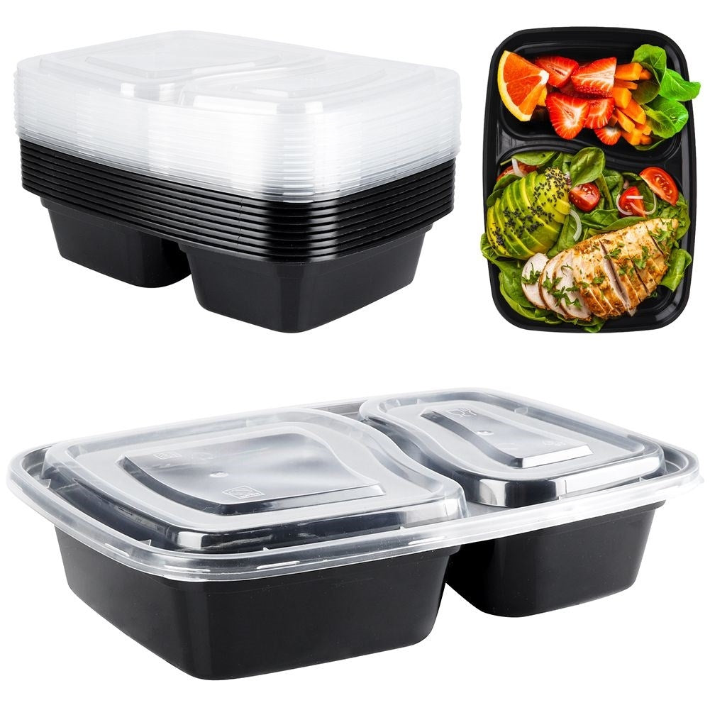 Divided lunch box: two sections, microwave safe
