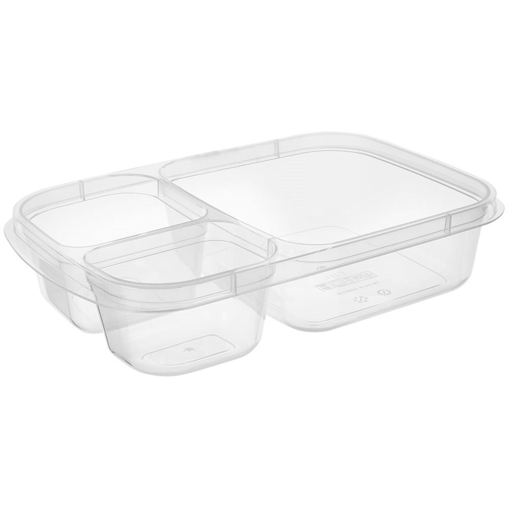 Divided lunchbox with three compartments, dishwasher and microwave safe