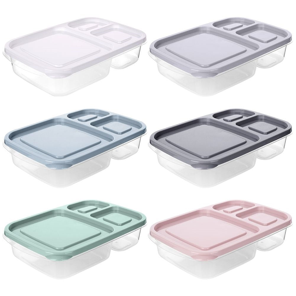 Divided lunchbox with three compartments, dishwasher and microwave safe