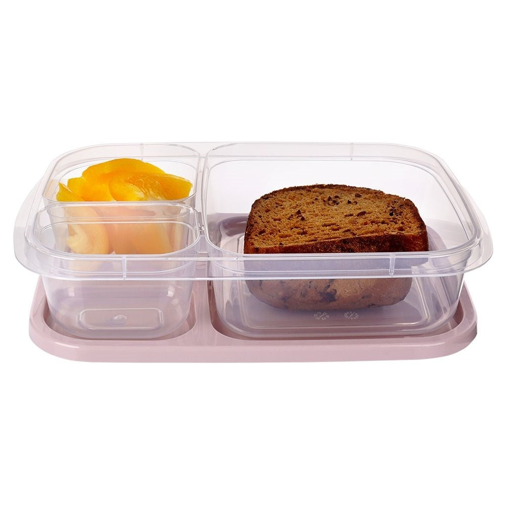 Divided lunchbox with three compartments, dishwasher and microwave safe