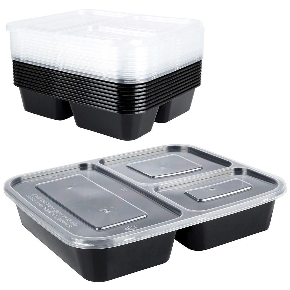 Divided lunchbox with three compartments, dishwasher, freezer, microwave safe