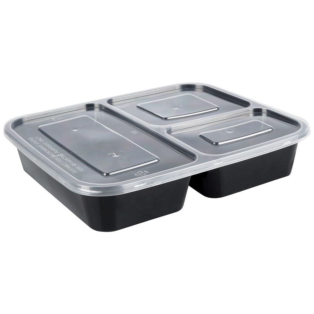 Divided lunchbox with three compartments, dishwasher, freezer, microwave safe