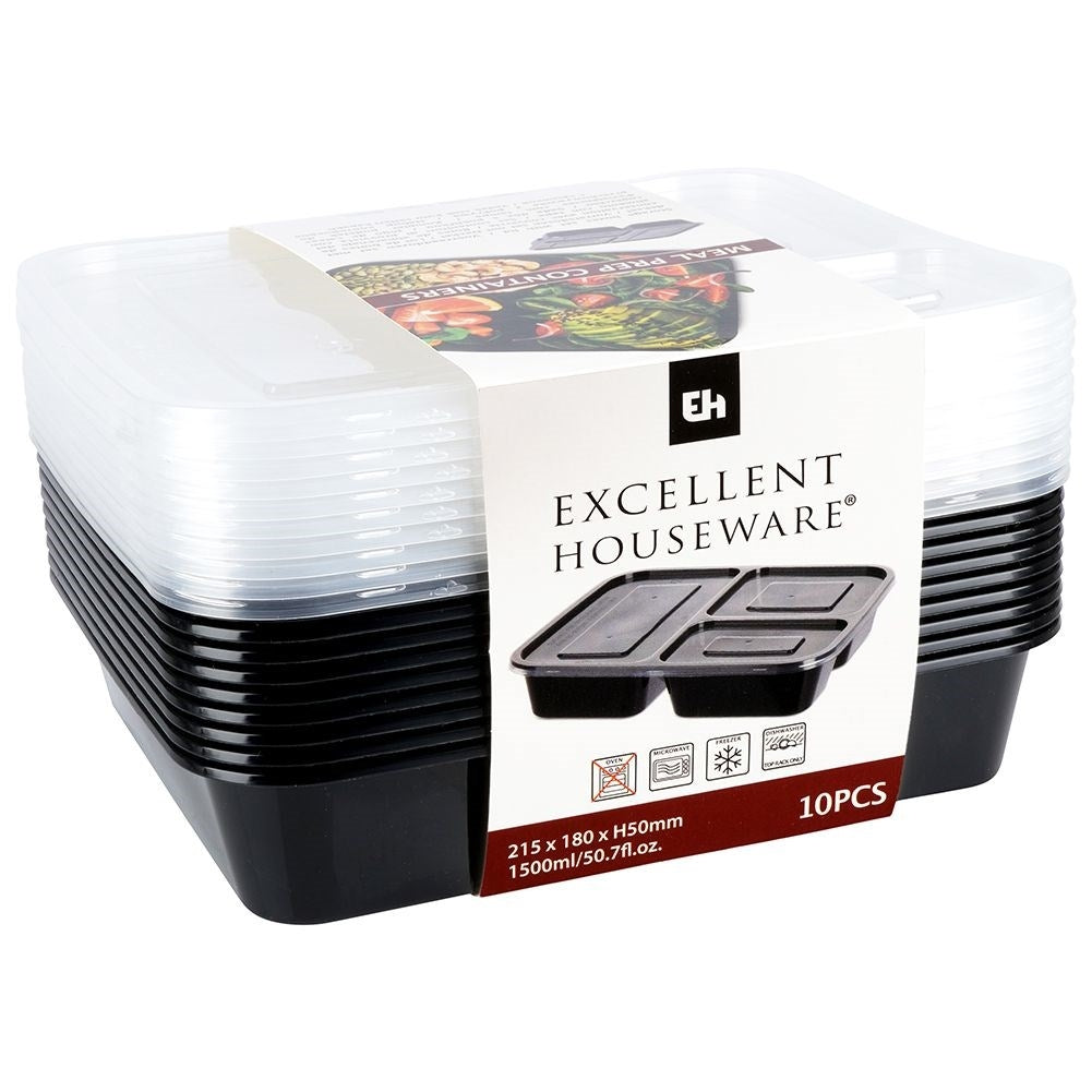 Divided lunchbox with three compartments, dishwasher, freezer, microwave safe