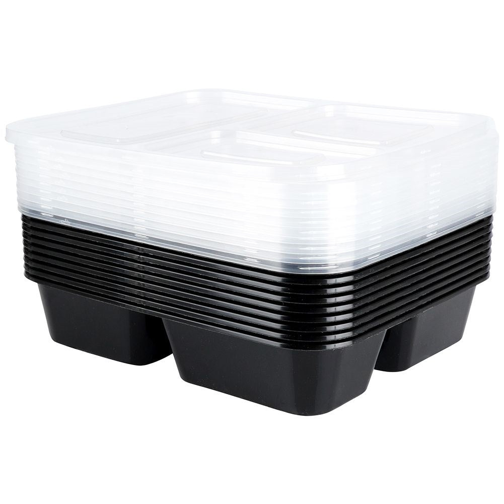 Divided lunchbox with three compartments, dishwasher, freezer, microwave safe