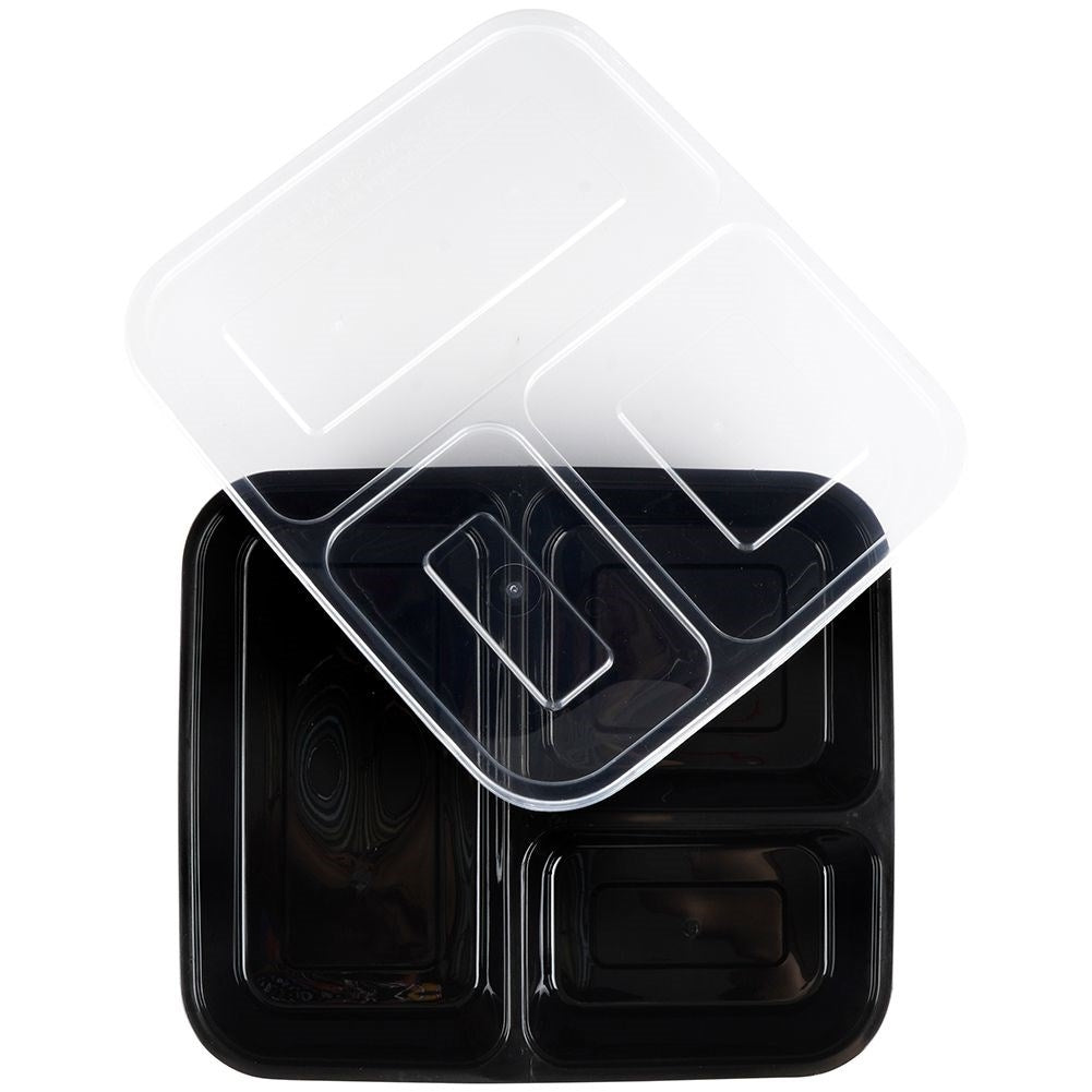 Divided lunchbox with three compartments, dishwasher, freezer, microwave safe